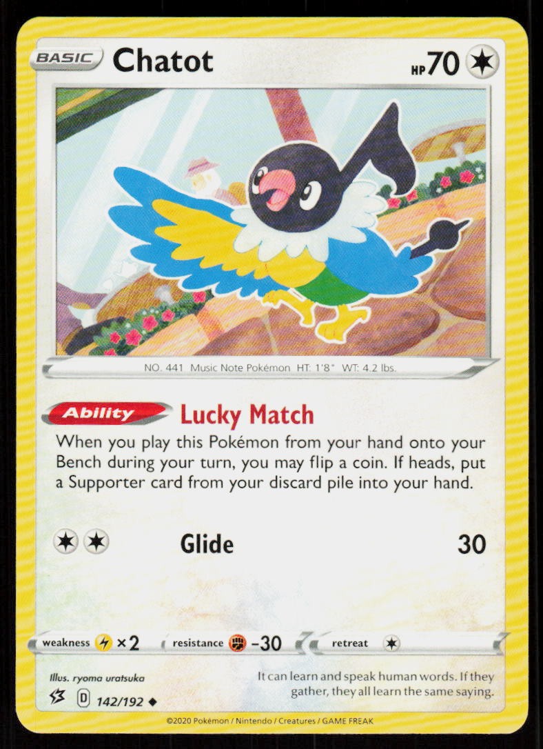 Chatot 142/192 Uncommon Rebel Clash Pokemon Near Mint