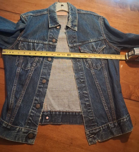 Vintage 60s Levis Big E Type 3 Denim Trucker Jacket Dark Indigo 36 18x24 70505 image 4