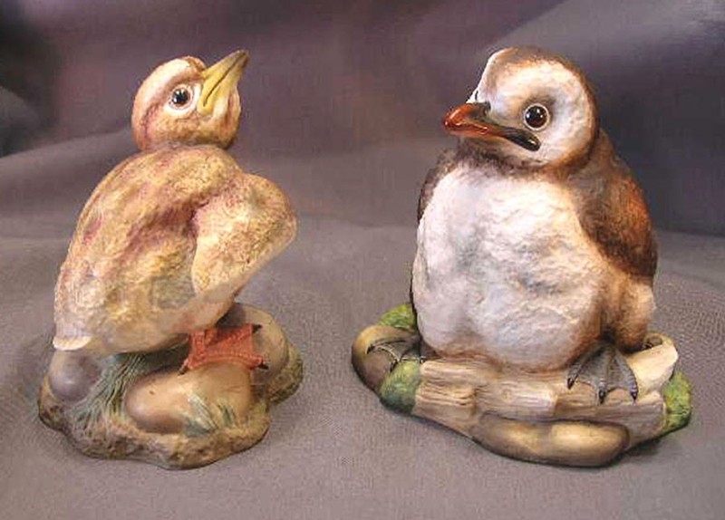 BABY Common TERN and PUFFIN Figurines Boehm Bone Porcelain , 2 Pcs, 1970's
