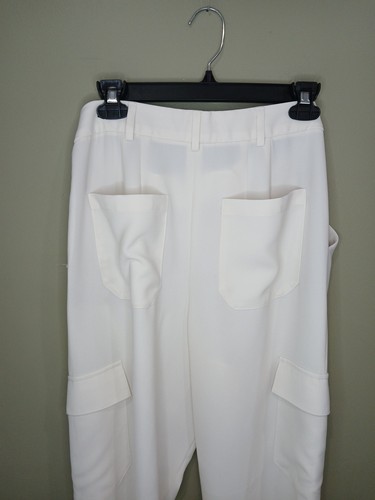 Express High Rise Size 6 White Trouser Pants Work Dressy Wide Leg Side Pockets - Picture 12 of 12