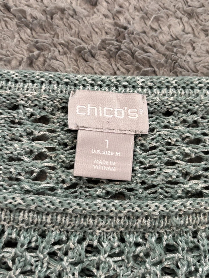 Suéter Chicos Talla 1 Mediano Turquesa Manga Larga Pullover Tejido Abierto Informal Foto 2 de 4