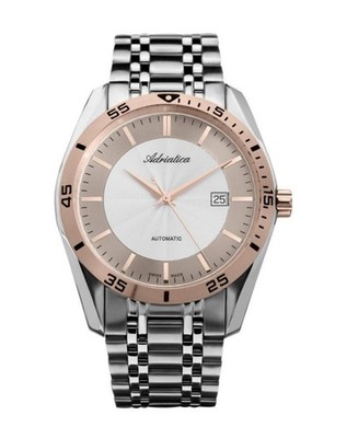 ADRIATICA Men Automatic Casual Watch Classic Dress Silver Dial Waterproof Swiss
