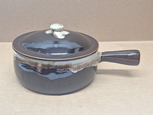 Vtg Pfaltzgraff Brown Drip Glaze 7.5" Casserole Dish w/Handle & Lid - Picture 2 of 8