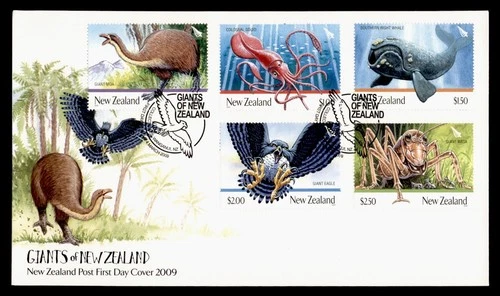 DR WHO 2009 NEW ZEALAND FDC GIANT ANIMAL/BIRD/SEA CREATURE COMBO $2.50 M79738