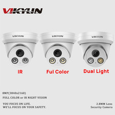 VIKYLIN 8MP 4K POE IP Camera IR / Full Color / Dual Light Outdoor Turret CCTV