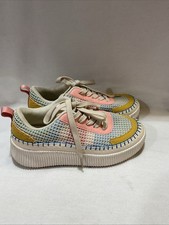 Nicole Miller Women  s New York Brita Patchwork Platform Sneakers Size 6