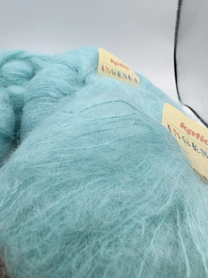 Katia Ingenua Yarn 5 Skeins 50g 140m 153yds Cyan Bright Blue 78% Mohair Soft - Image 4 of 4