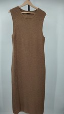 Quince Women Mongolian Cashmere Sleeveless Midi Sweater Dress Teak XL