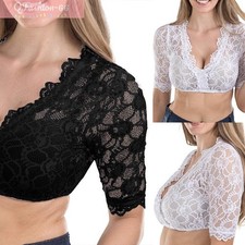 Womens Lace Crop Top Fashion Sexy Vest Beach T-Shirt See Through Sheer Tank Tops