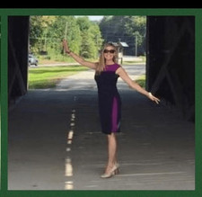 Chaps Navy Blue Purple Side Ruched Dress Sz M