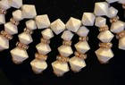 Vintage Bib-Style White Glass or Acrylic Beads Gold-Toned Rhinestone Accents — photo 4