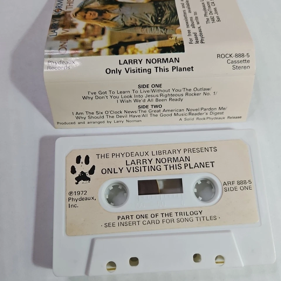 Larry Norman Only Visiting This Planet  Cassette USA 1972 Phydeaux Rare EX - Image 4 of 4