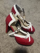 Red  White Retro Ballroom / Swing Dance Shoes   Size 39 US Women  s 8.5  9