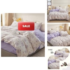 HighBuy Purple Floral Duvet Cover Full Teen Girl Botanical Flower Coquette