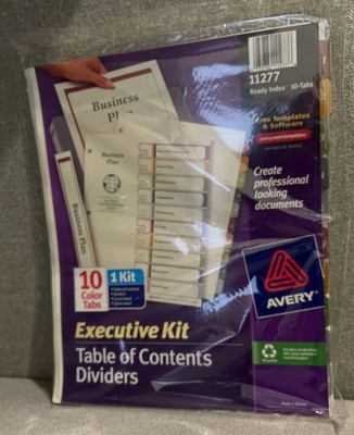 Avery Executive Kit Table of Contents Dividers 10 Color Tabs #11277 PRI21310(M11
