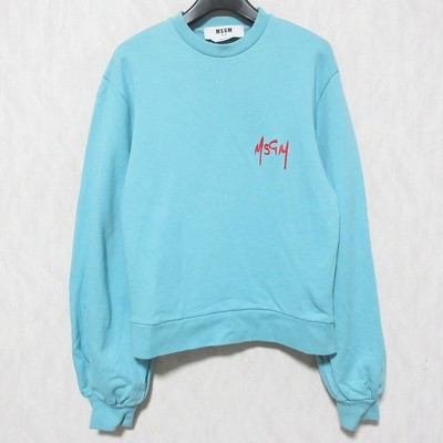MSGM Logo Embroidered Crew Neck Sweatshirt 2941MDM62 XS Light Blue Women USED