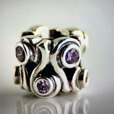 Pandora Retired Sterling Silver and Amethyst CZ Charm