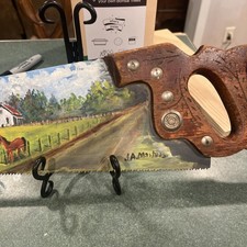 Vintage hand saw, hand painted beautiful piece of artwork. 29 Inches Long