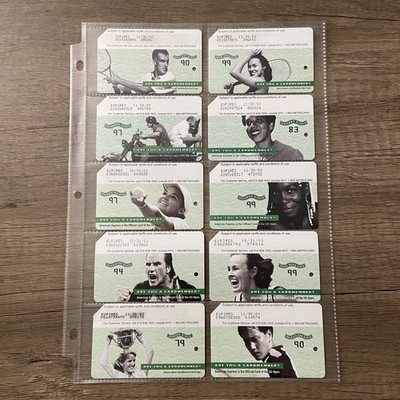 1999 US Open American Express MetroCard 10 Card Mint Rare Tennis AMEX $12 Each