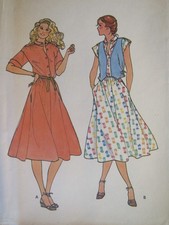 Lovely VTG 70s BUTTERICK 6450 Misses Flared Dress  Vest PATTERN 10/32.5B UC