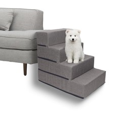 4-Tier Pet Foam Stairs for Tall Beds  Couches - Small/Medium Pets, Gray