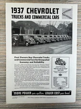 Chevrolet Trucks & Commercial Cars Detroit Michigan 1937 Vintage Print Ad