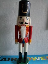 Large Nutcracker Soldier Vintage Black Hat Top Red Tall 14"