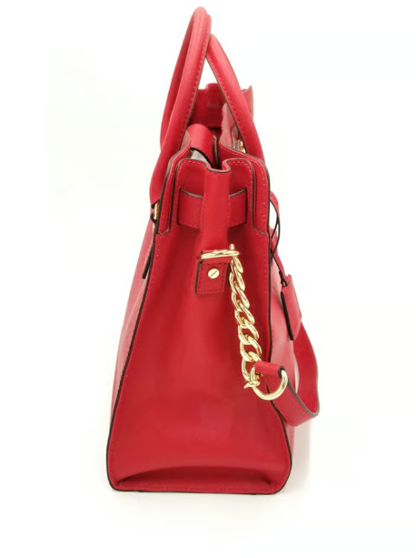 Michael Kors Large Hamilton Red Tote w/MK Logo Pad Lock Ref