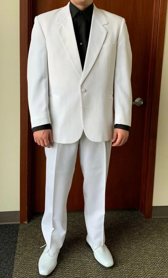 White Tuxedo 2 Button Notch Jacket with matching  Pant Option - Many men's sizes - Image 2 of 3