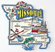 MISSOURI STATE MAP AND LANDMARKS COLLAGE FRIDGE COLLECTIBLE SOUVENIR MAGNET
