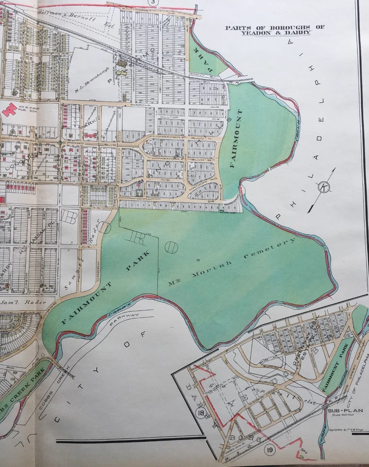 1929 DELAWARE COUNTY, PENNSYLVANIA YEADON & DARBY BOROUGHS PLAT ATLAS MAP - Image 2 of 3