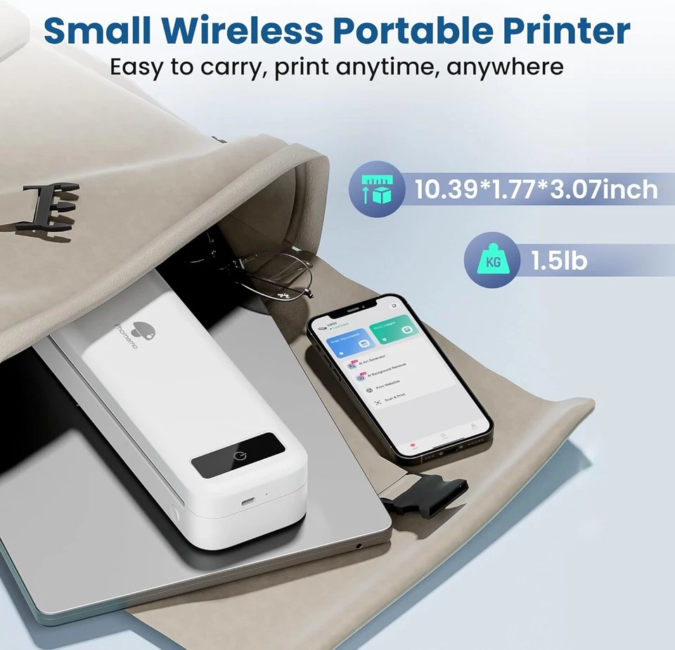 Bluetooth Portable Printer, Wireless for Travel, Thermal Inkless Printer - Image 4 of 4