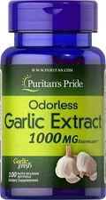 Odorless Garlic Extract 1000 Mg Cholesterol & Antioxidant Supplement 100 Pills