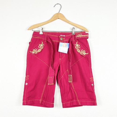 Hannah Montanna Red Gold Bermuda Shorts New Deadstock With Tags Girls 16 29” W - Picture 2 of 8