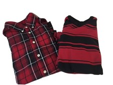 Lot 0f 2 Boys 14-16 Shirts CHAPS Boys Button Up Hawk Long Sleeve Red Black