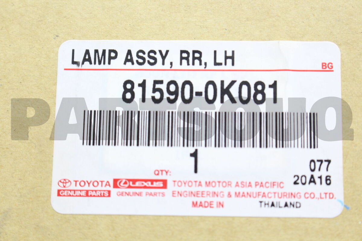 815900K081 Genuine Toyota LAMP ASSY RR LH 81590-0K081 | eBay 815900K081 Genuine Toyota LAMP ASSY RR LH 81590-0K081 | eBay