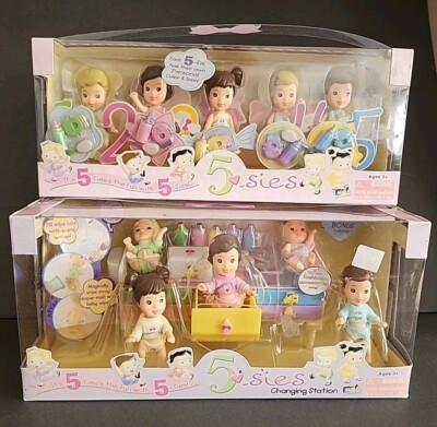 2 New MGA Entertainment 5-sies 5sie Changing Station Baby Dolls with Accessories