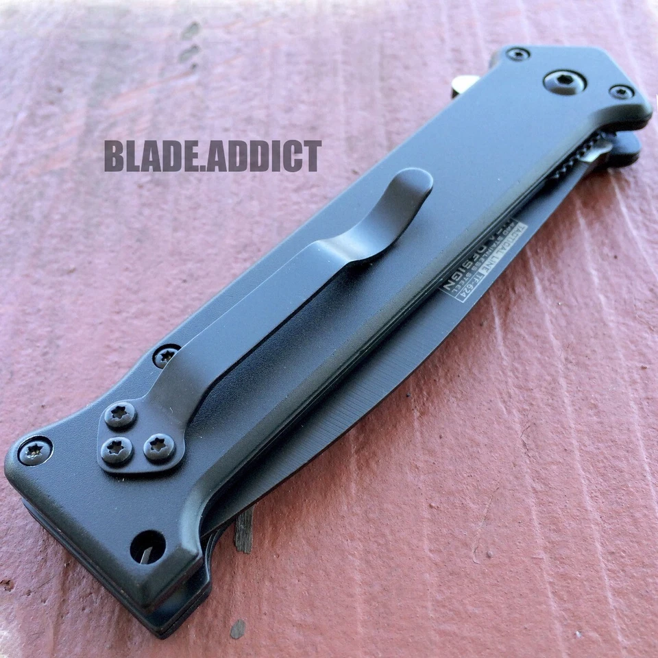 8" TAC FORCE SPRING ASSISTED FOLDING STILETTO TACTICAL KNIFE Blade Pocket Open - Image 3 of 4
