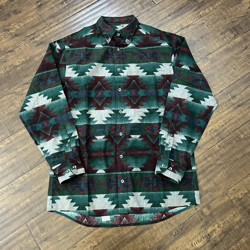 Cabela's Flannel Shirt Mens Medium Thick Southwest Aztec Navajo Print Cowboy Vtg - Image 2 of 4