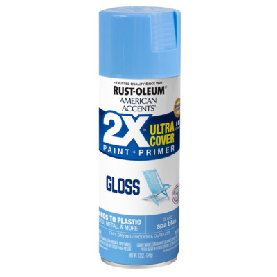 All Surfaces 2X Ultra Protection Cover Gloss Spa Blue Spray Paint & Primer 12 Oz