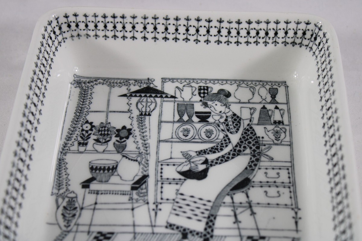 Arabia Kaj franck プレート Emilia Square Dish Kaj Franck Raija Arabia Finland Black White 5 1