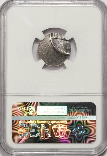 NGC MS66 Jefferson Nickel Struck Off Center On A Dime Blank Off Metal Mint Error - Picture 4 of 4