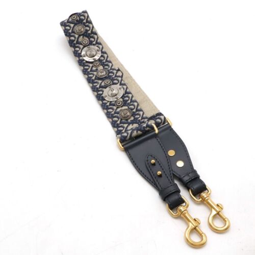 Christian Dior Shoulder strap Navy Medallion Oblique Embroidery #SE1041