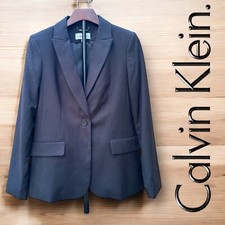Calvin Klein Women's Pinstriped One-Button Blazer Size 8 Multicolor