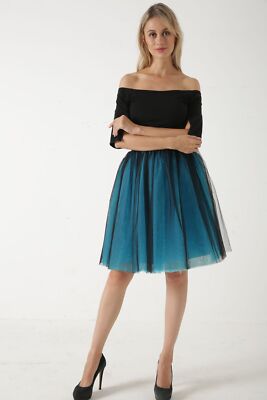 Damen 5 Lagen Tutu Vintage Tüllrock 60cm Ballettrock Reifrock Prinzessin Rock