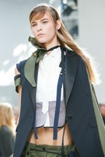 $1150 Sacai New Khaki Drape Grommet Navy Contrast Raw Trim Vest Blazer 1jp