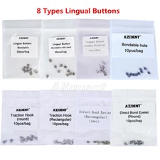 Dental Orthodontic Lingual Button Bondable Round/Rectangular Base Direct Eyelets