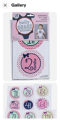Belly Brags Stickers Baby Girl Milestone Photos 18/4'' Baby Shower Expecting Gift
