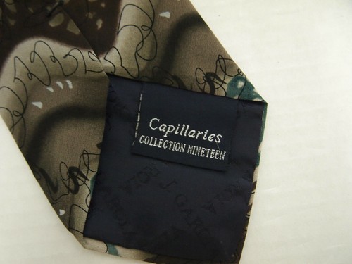 J. Garcia Mens Necktie Tie Capillaries Brown Green Abstract Art to Wear 59" - Picture 4 of 6