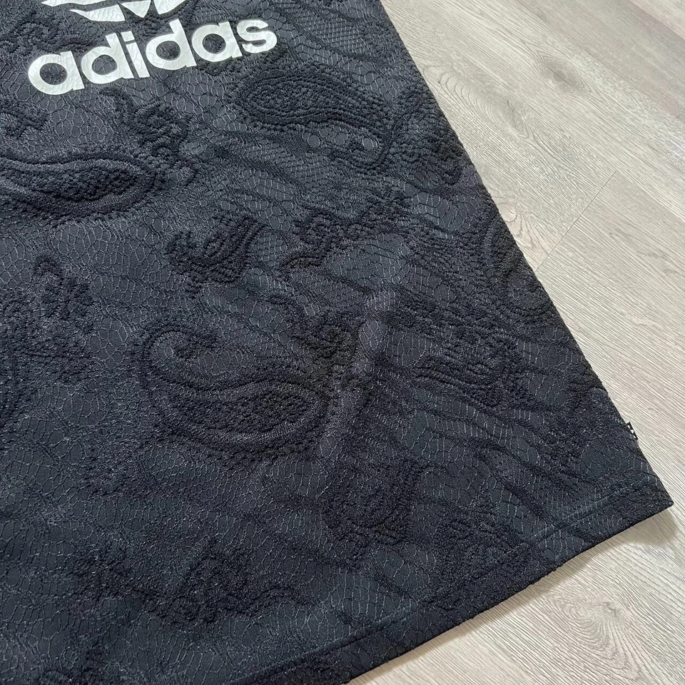 Adidas Embroidered Lace Floral Black Front Logo Tank Dress Sz S - Image 3 of 4